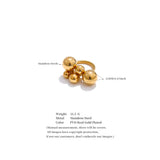 18K Gold Plated Stainless Steel Beads Ball Handmade Ring Trendy Charm Jewellery