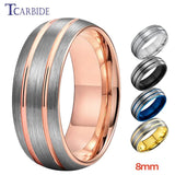 New Domed Grooved Finish 8MM Mens Womens Multicolor WeddingComfort Fit  Tungsten Carbide Rings - Fashion Jewellery