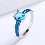 Exquisite Enamel Classic Inlay Blue Purple Black Yellow AAA Zircon Rings