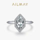 New Fashion Hexagon AAAA Lab Created Diamond Solid Sterling Silver Luxury Ring