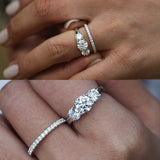 3 Stone 2/4 Carat VVS1 D Colour Moissanite Diamonds Silver Engagement Wedding Ring
