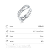 Sterling Silver AAAA Simulated Diamonds Simple Geometric Cross Line Ring - Original Design Fine Jewellery - The Jewellery Supermarket