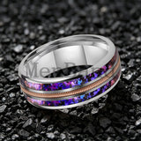 Orion Nebula and Rose Gold Guitar String Inlay Men Women Tungsten Carbide Rings