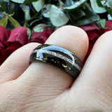 Bright Meteorite Gold Foil Inlay 8MM 18k Gold Colour Tungsten Carbide Wedding Rings
