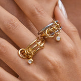 Fashion Stainless Steel 18K Gold Colour Plated Plain Zirconia Multi Ring