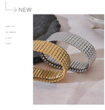 New Trendy Stainless Steel Elastic Metal Wide Bracelet Bangle Gold Silver Colour High Quality Jewellery - The Jewellery Supermarket