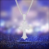 Vintage Style Full Moissanite Diamonds Cross Necklace - Sterling Silver Hiphop Necklace in Two Colors Fine Jewellery