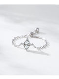 Water Drop Shape AAAA Lab Created Diamond Silver Link Chain Adjustable Rings