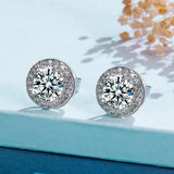Outstanding 1 Carat Moissanite Diamonds Round Moissanite Earrings - Luxurious 925 Sterling Silver Fine Jewellery - The Jewellery Supermarket