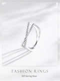 Fashion Geometric Cross Line 925 Sterling Silver AAAA Lab Created Diamonds Ring