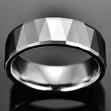 New Outer Surface Chamfered Batch Steel Colour Polished Tungsten Carbide Rings - Mens' Wedding Engagement Rings - The Jewellery Supermarket