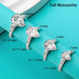 Three Stone 1/2/3/4CT Pear Cut VVS1 D Colour Moissanite Diamond Silver Engagement Ring