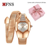 Snake Shape Design Exquisite Fashion Casual Waterproof Copper Band Wristwatch