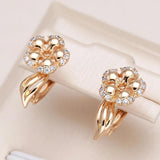 Cute Crystal Flower 14K Filled Rose Gold AAA Zircon Diamonds Dangle Earrings - Creative Daily Fine Jewellery