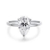 Fabulous 1-4CT Pear Cut VVS1 D Colour Moissanite Diamonds Solitaire Silver Ring