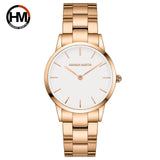 Elegant Rose Gold Plated Round Dial Stain Steel Band Women Watches Japan Movement Quartz Waterproof Wristwatches