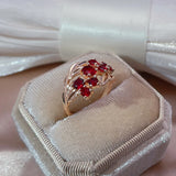 14 Karat Gold Filled Red Shiny AAA Zircon Crystal Elegant Vintage Rings For Women