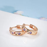 14K Filled Gold New Multi Colours AAA Zircon Hoops  Fashion Buckle Daily Earrings