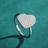Romantic Heart 925 Sterling Silver Clean AAAA Lab Created Diamond Ring