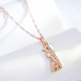 14K Rolled Gold Fashion Hollow Chain Inlay AAA Zircon Diamonds Geometric Pendant Necklace