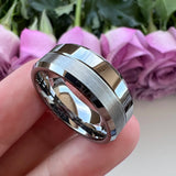 Beveled Grooved Finish 6MM 8MM Classic 100% Pure Tungsten Carbide Wedding Rings