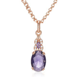 Excellent Shiny 14K Filled Rose Gold AAA Zircon Purple Lilac Crystal Necklace - High Quality Jewellery