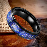 True Blue Galaxy Opal Inlaid Dome Polished 4MM 6MM 8MM Tungsten Men Women Rings