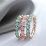 14K Filled Gold Oval Pink Blue Green AAA Zircon Crystals Ring Luxury Jewellery