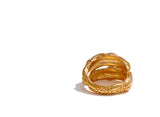 18K Gold Plated Stainless Steel Metal Hammer Snake Twisted Ring Statement Jewellery
