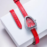 Classic Luxury Top Brand Noble Red Snake Leather Strap Bracelet Quartz Fashion Unique Watches for Woman