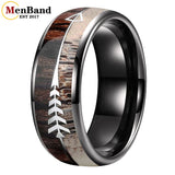 Koa Zebra Wood Antler Steel Arrows Inlay 6/8MM Tungsten Band Rings for Men Women