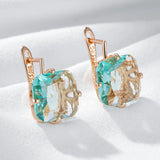 Gorgeous Big Square 14K Rolled Rose Gold Multicolour AAA Zircon Crystals Drop Earrings - Fashion Zircon Jewellery