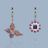 Asymmetric Butterfly Flower Shape Handmade Enamel Creative Earrings