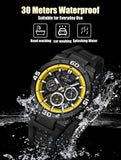 Fashion Quartz Analog Silicone Strap Date Waterproof Luminous Chronograph Casual Watches for Men - The Jewellery Supermarket