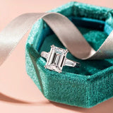1/2/3/4CT Emerald Cut Full Moissanite Diamond Rings Silver GRA Certified Three Stones Wedding Engagement Jewellery