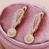 14K Gold Filled AAA Zircon Diamonds Hearts & Arrows Stone  Metal Flower Drop Earrings