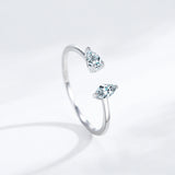 Fashion 925 Silver Sparkling Geometric AAAA Lab Created Diamond Opening Rings