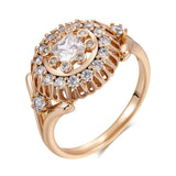 Unique Fashion Crystal Flower 14K Filled Rose Gold With Shiny AAA+ Zircon Crystal Ring - Daily Vintage Jewellery
