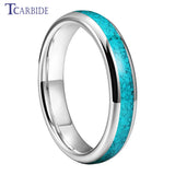 Turquoise Domed Polished Finish 4/6/8MM Tungsten Engagement Wedding Rings