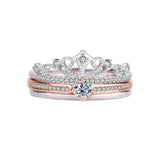 Dazzling VVS1 D Colour 0.3CT Moissanite Diamonds Engagement Wedding Crown Rings - 925 Silver GRA Certified Jewellery