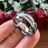 Bright Meteorite Gold Foil Inlay 8MM 18k Gold Colour Tungsten Carbide Wedding Rings