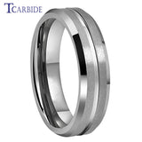 Grooved Brushed 6mm 8mm Satin Men Women Tungsten Engagement Wedding Rings