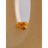 18K Gold Plated Stainless Steel Metal Hammer Snake Twisted Ring Statement Jewellery