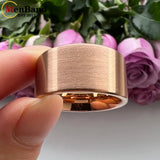 Flat Band And Brushed Finish 10MM 12MM Large Men Black Tungsten Ring Comfort Fit