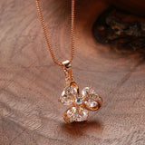 Outstanding Shiny 14K Filled Rose Gold AAA Zircon Diamonds Pendant Necklace For Women - Fine Jewellery