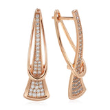 14K Rolled Gold Innovative Design AAA Zircon Diamonds Drop Fashion Earrings for Women