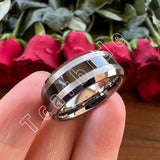 Beveled Brushed Polished Finish 8mm Men Women Two Tone Tungsten Wedding Rings