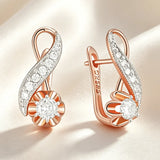 14K Gold Filled Unique Full Shiny AAA Zircon Diamonds Dangle Earrings