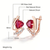 14 Karat Gold Filled Shiny Red AAA Zircon Crystals Daily Fine Earrings for Women Jewellery