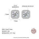 Trendy Fine Unusual Square HaloMoissanite Diamonds Stud Earrings For Women/Men - Sterling Silver Popular Jewellery - The Jewellery Supermarket